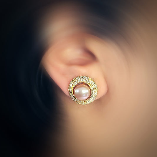 Natural Pearl Earrings E004 (Purple)