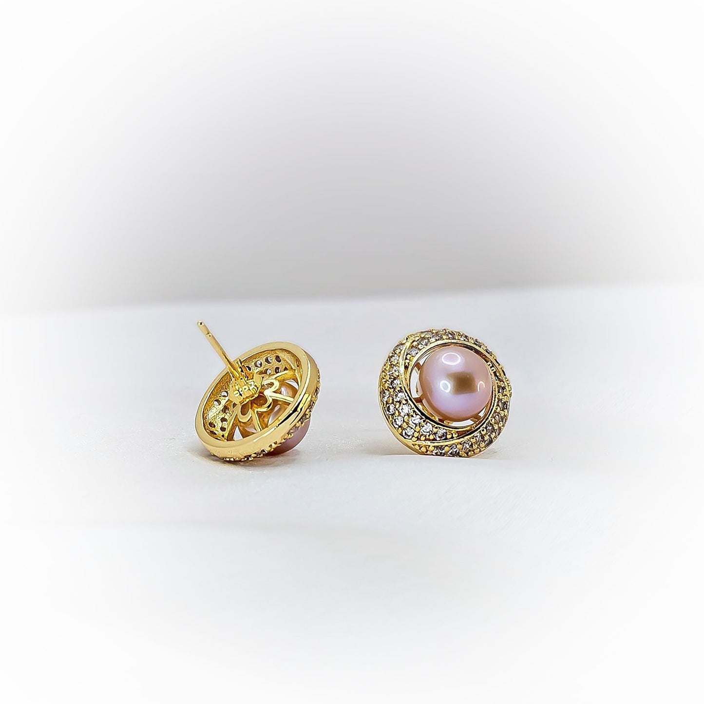 Natural Pearl Earrings E004 (Purple)