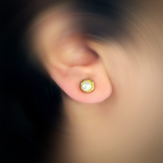 Natural Pearl Earrings E020 (White)