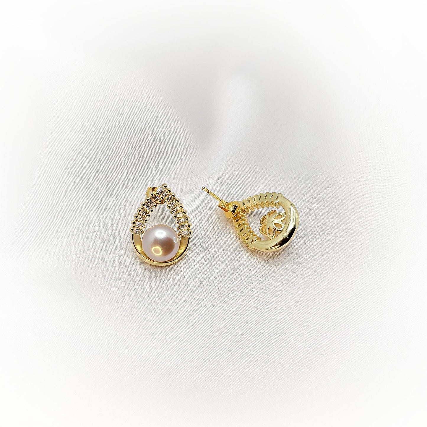 Natural Pearl Earrings E042 (Purple)