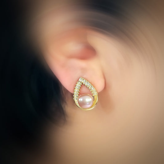 Natural Pearl Earrings E042 (Purple)