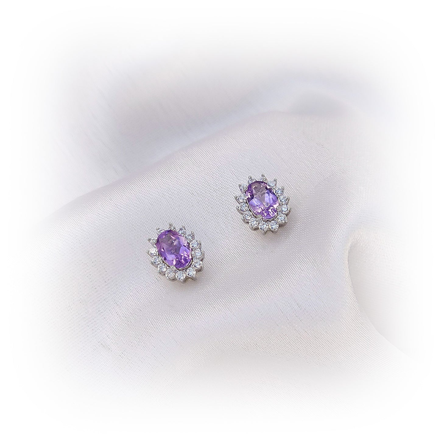 Silver Earrings E051 (Natural Amethyst)