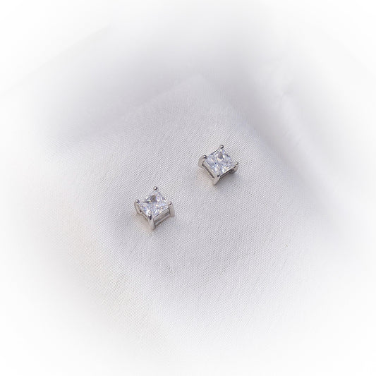 Silver Earrings E089 (Green / White)