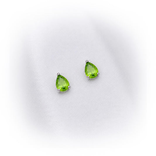 Silver Earrings E143 (Natural Peridot)