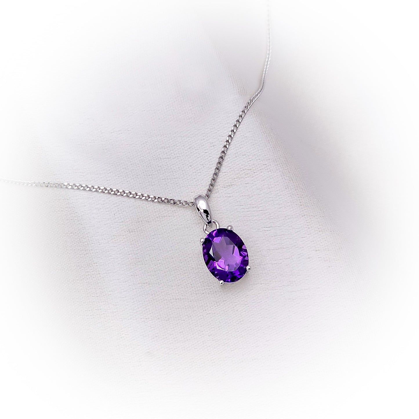 Silver Necklace N105 (Natural Amethyst)