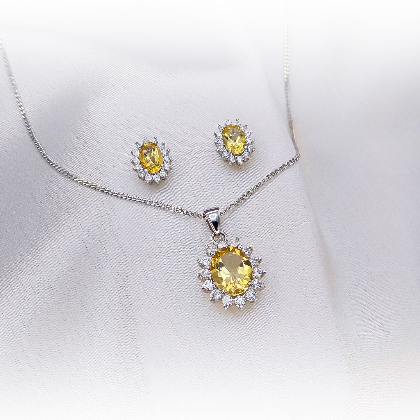 Fine Silver Natural Citrine Set N107 & E043