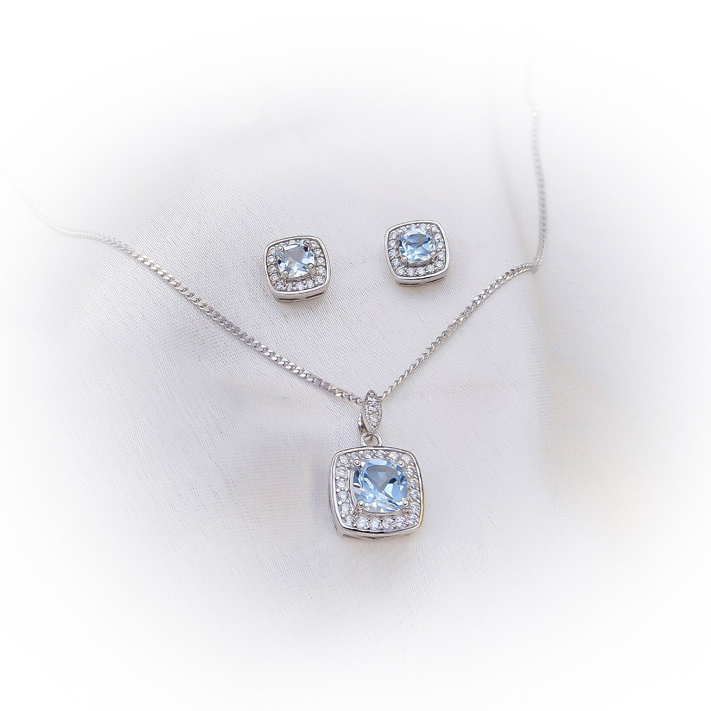 Fine Silver Natural Topaz Set N108 & E035