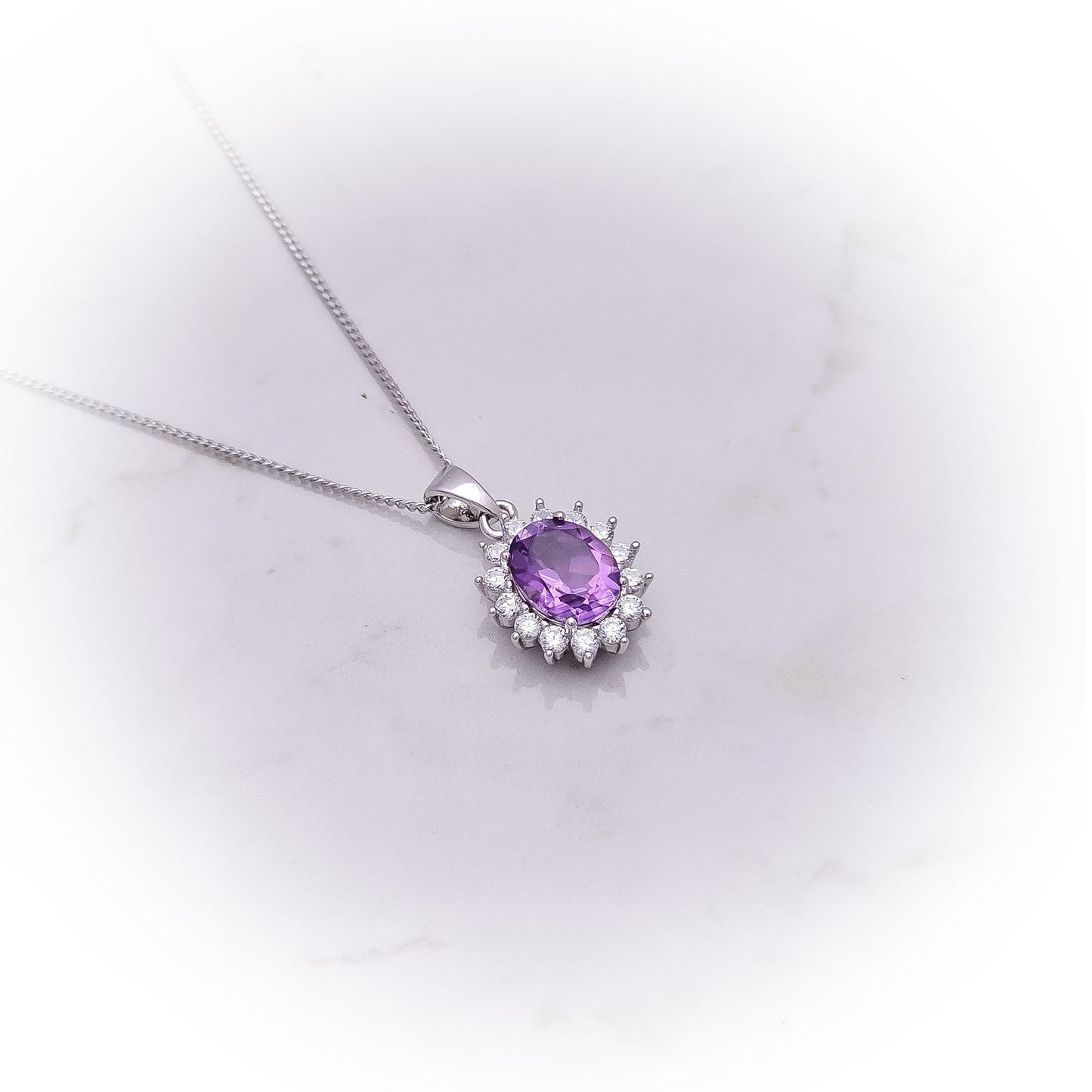 Silver Necklace N118 (Natural Amethyst)