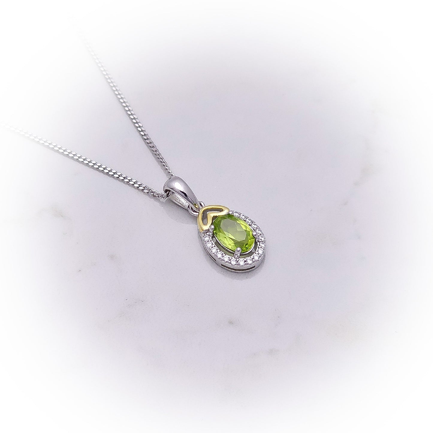 Silver Necklace N122 (Natural Peridot)