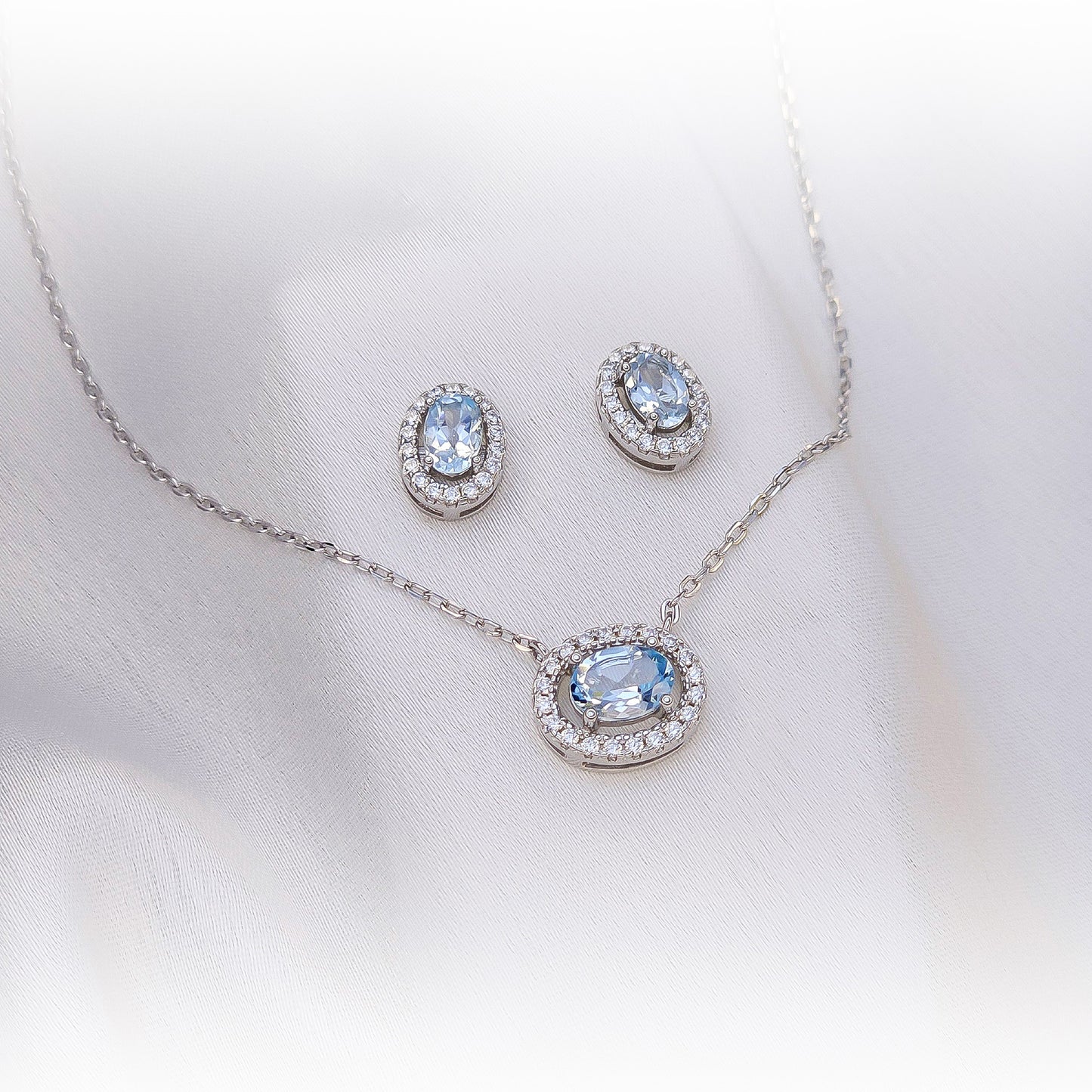 Fine Silver Natural Topaz Set N128 & E071