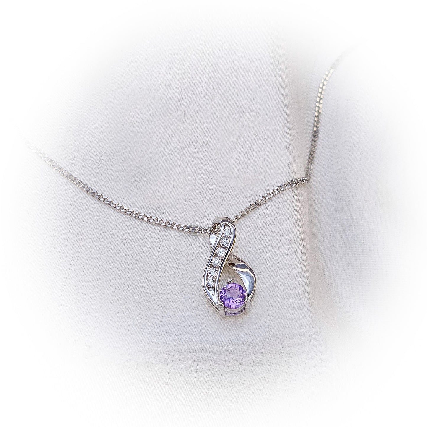 Silver Necklace N134 (Natural Amethyst)