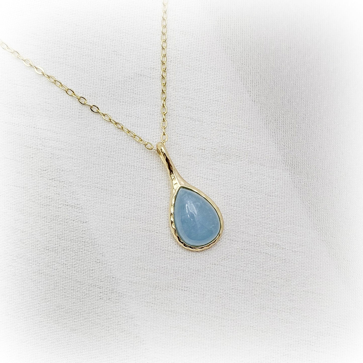 Silver Necklace N146-G (Natural Aquamarine)
