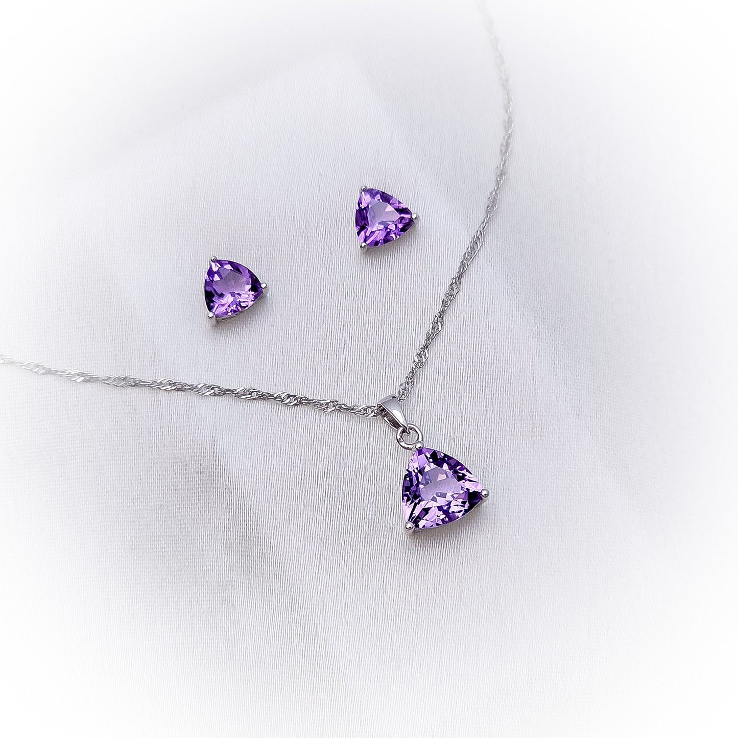 Fine Silver Set N167 & E088 (Natural Amethyst)