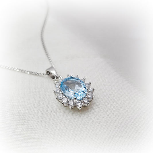 Silver Necklace N184 (Natural Topaz)