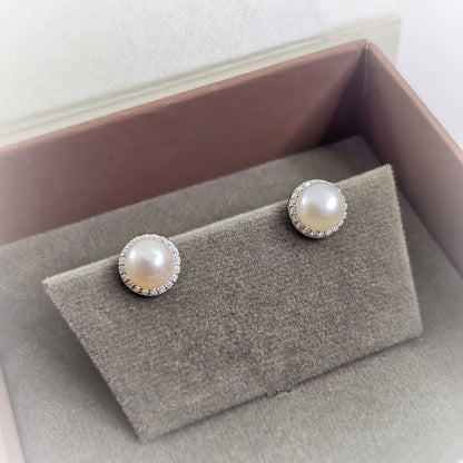 Silver Earrings E129 (Pearl)