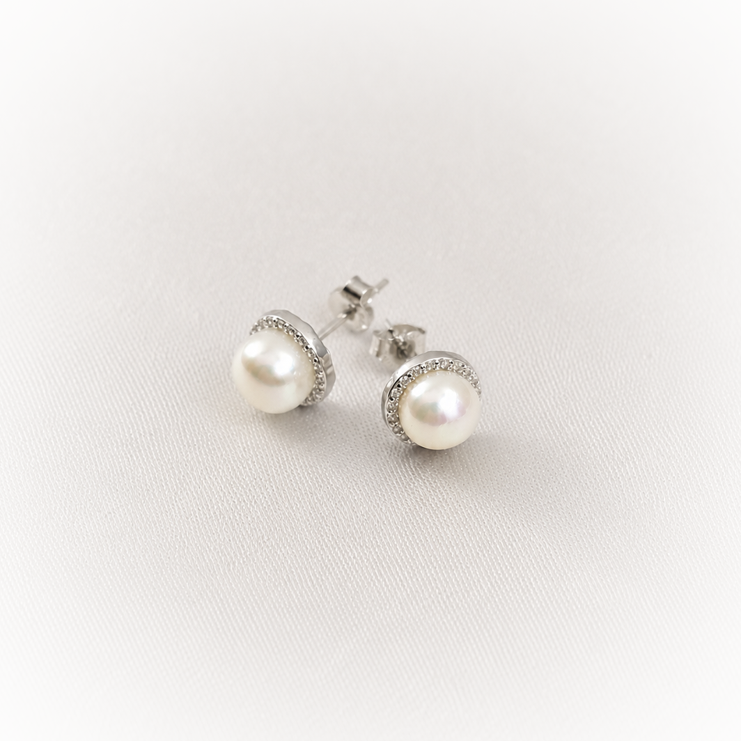 Silver Earrings E129 (Pearl)