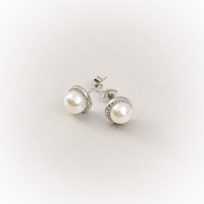 Silver Earrings E129 (Pearl)