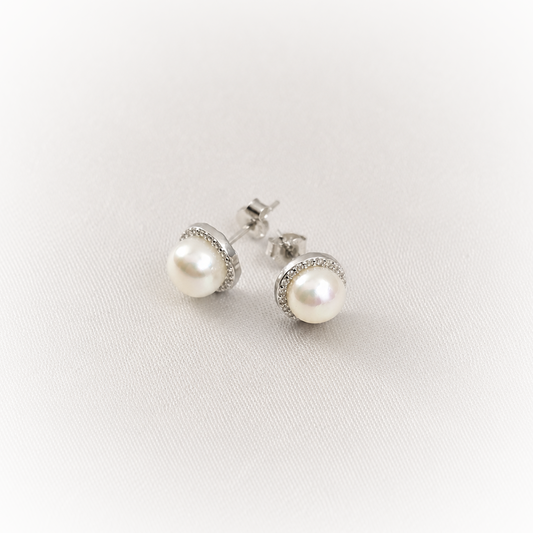 Silver Earrings E129 (Pearl)