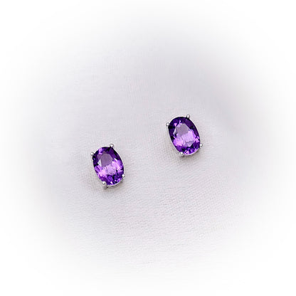 Silver Earrings E037 (Natural Amethyst)