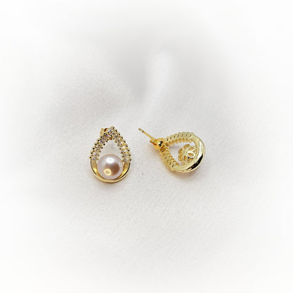 Natural Pearl Earrings E042 (Purple)
