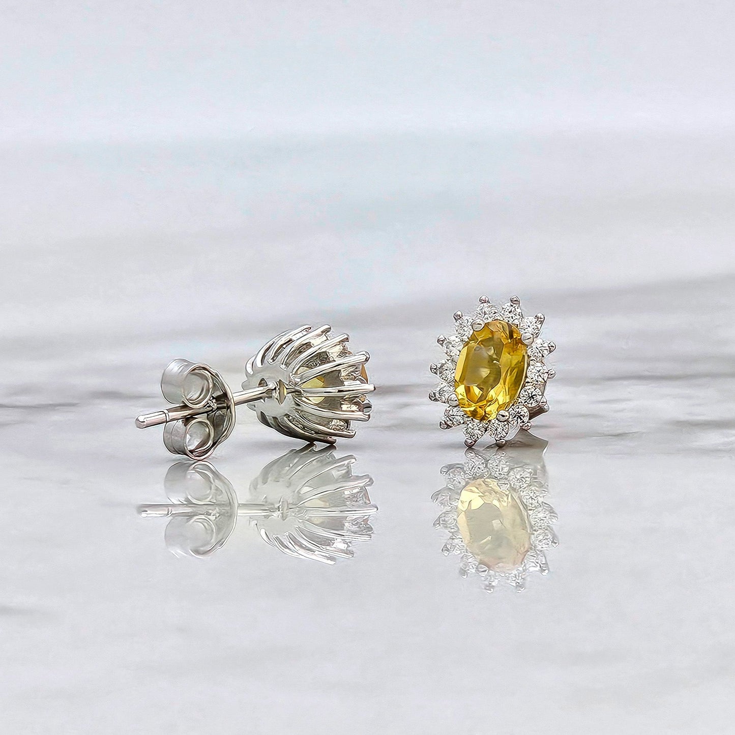 Silver Earrings E043 (Natural Citrine)