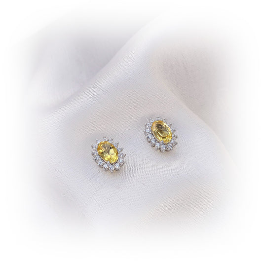 Silver Earrings E043 (Natural Citrine)