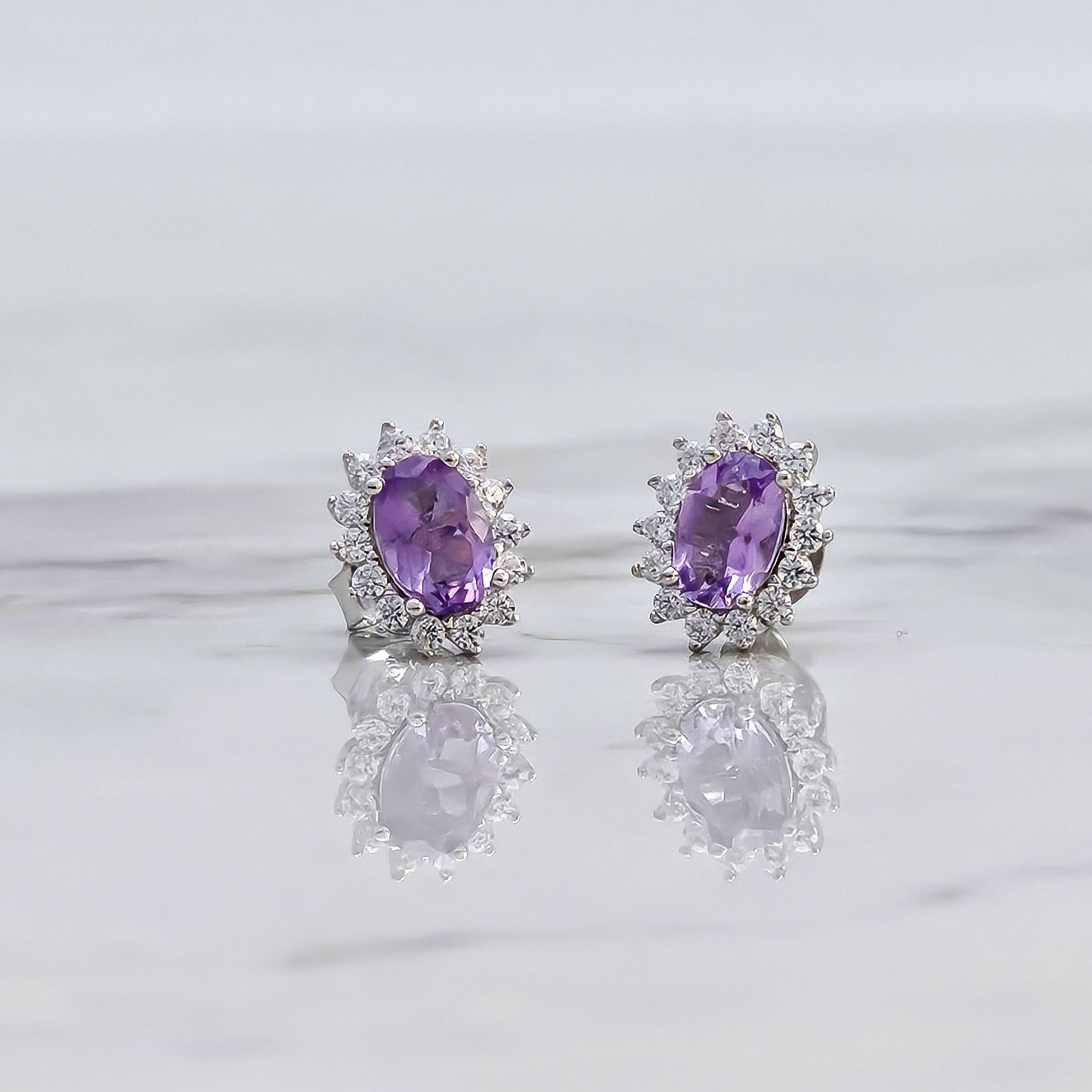 Silver Earrings E051 (Natural Amethyst)