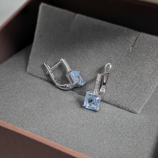 Silver Earrings E142 (Natural Topaz)