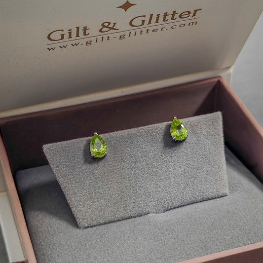 Silver Earrings E143 (Natural Peridot)