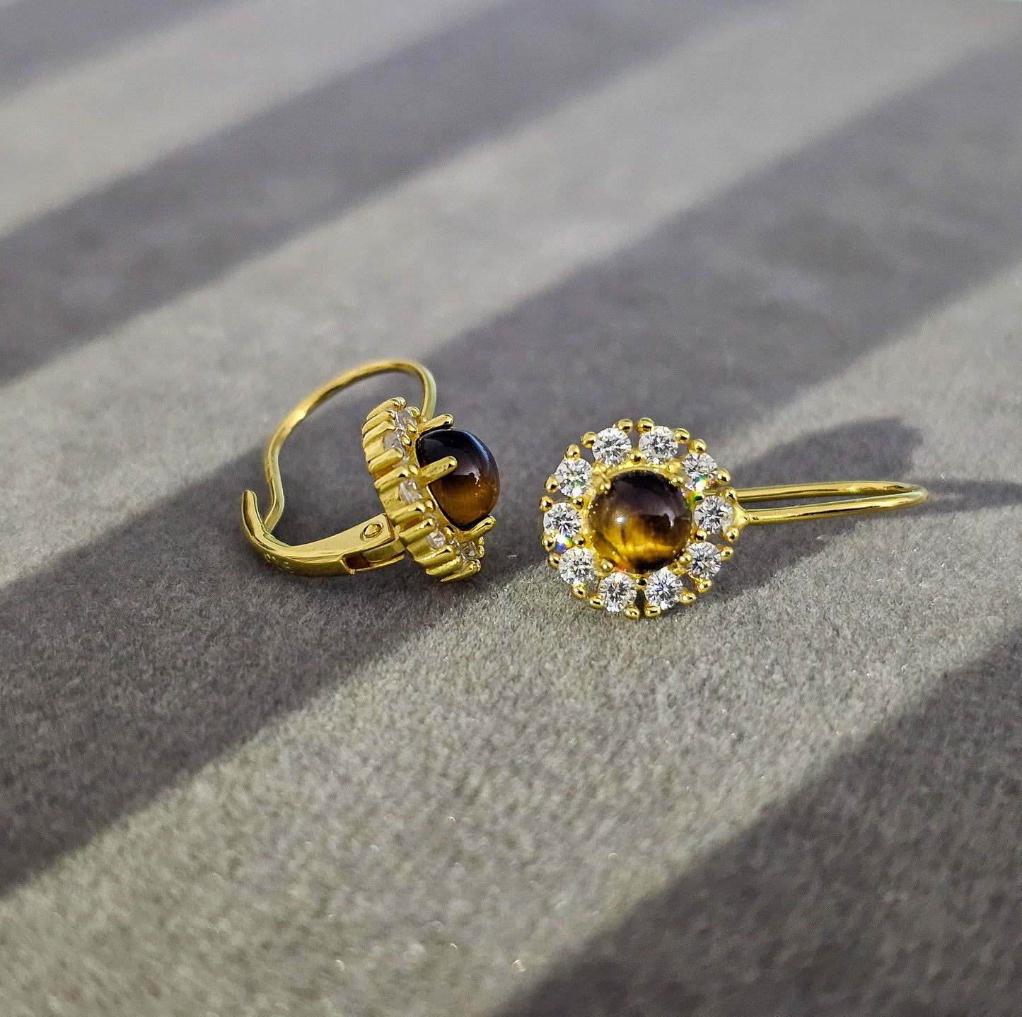 Silver Earrings E144 (Natural Tigerite)