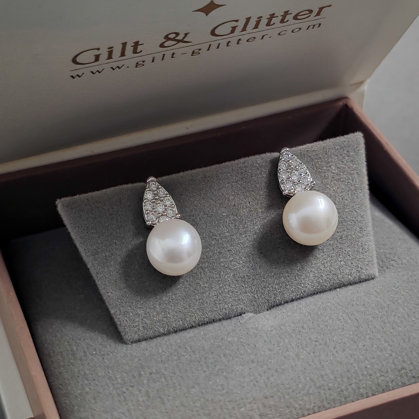 Silver Earrings E146 (Pearl & Moissanite)