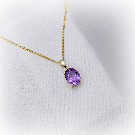 Silver Necklace N105-G (Natural Amethyst)