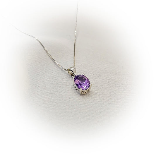 Silver Necklace N105 (Natural Amethyst)