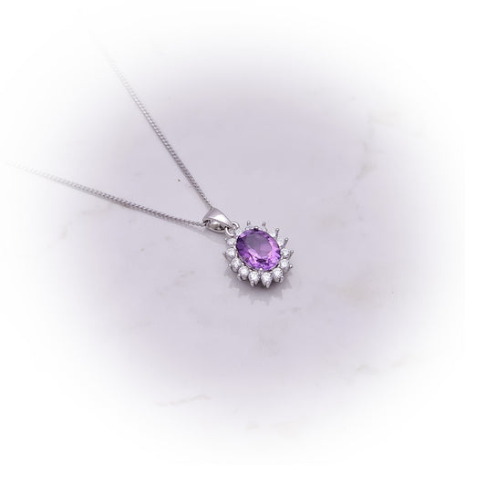 Silver Necklace N118 (Natural Amethyst)