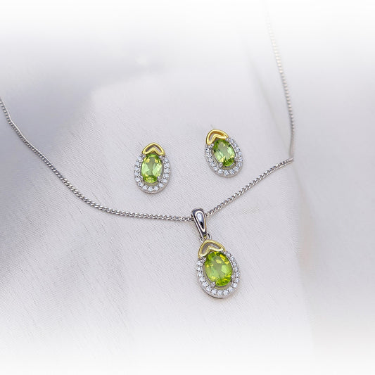 Fine Silver Set N122 & E060 (Natural Peridot)