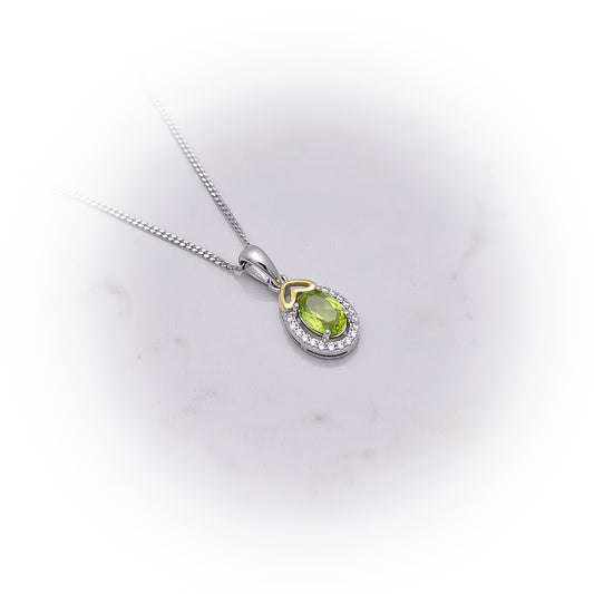 Silver Necklace N122 (Natural Peridot)