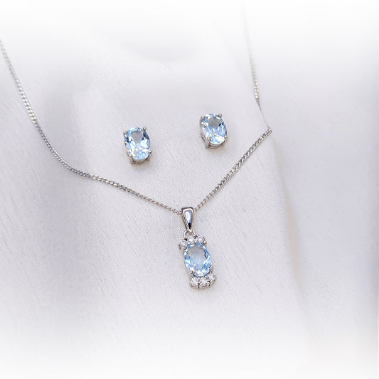 Fine Silver Set N130 & E036 (Natural Topaz)