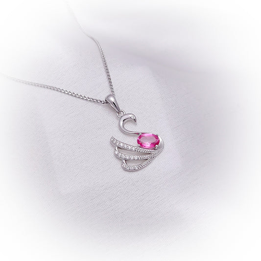 Silver Necklace N140 (Natural Pink Topaz)