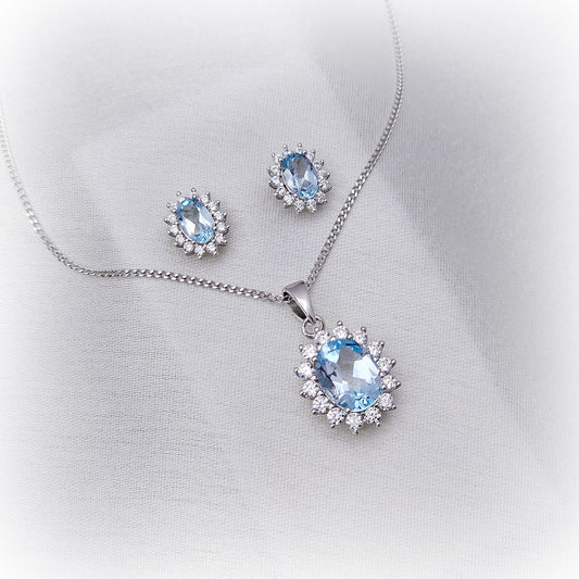 Fine Silver Natural Topaz Set N184 & E128