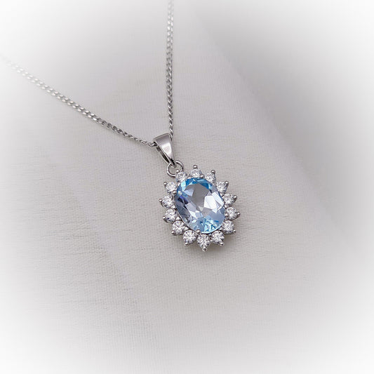 Silver Necklace N184 (Natural Topaz)
