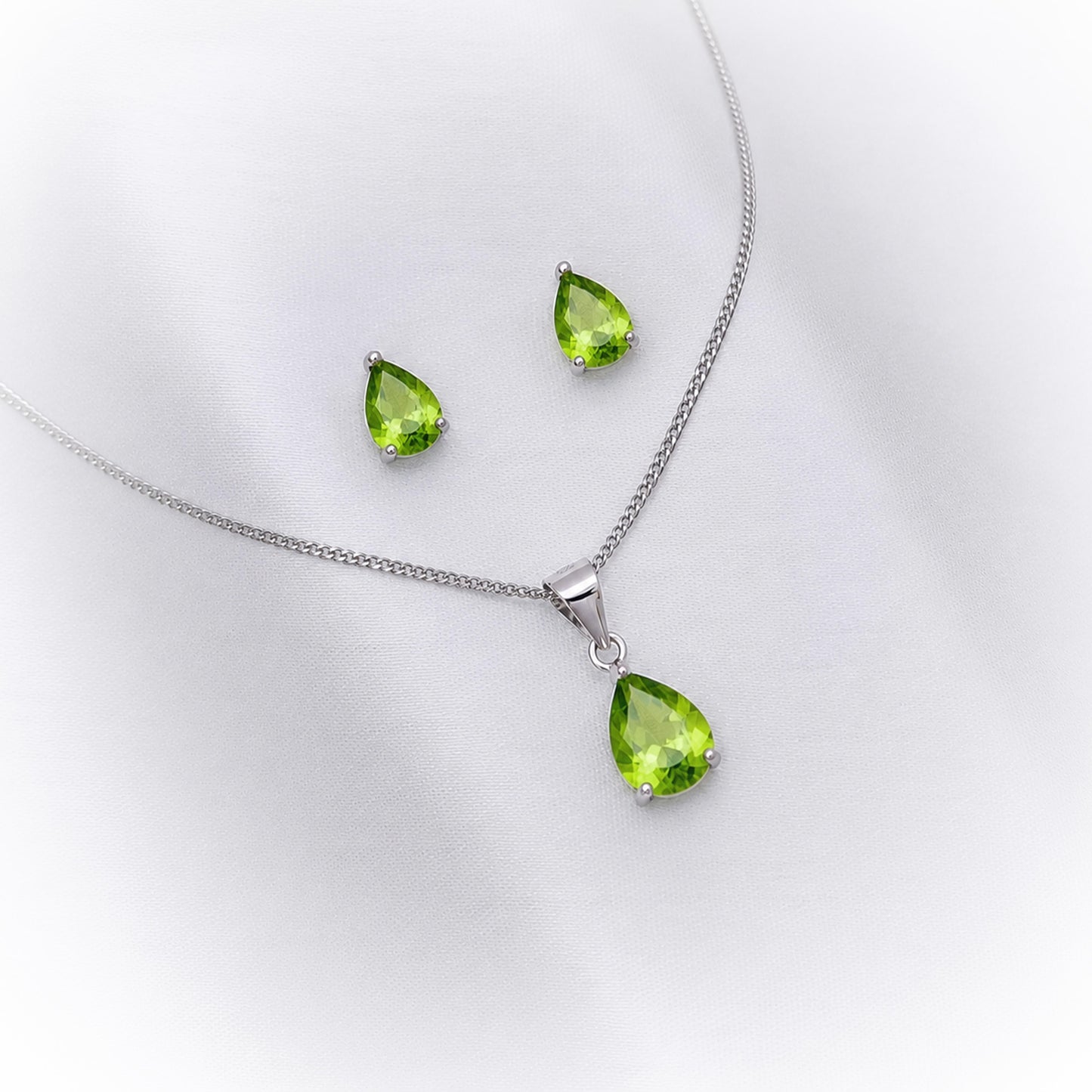 Fine Silver Natural Peridot Set N221 & E143
