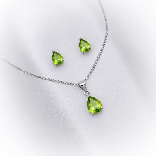 Fine Silver Natural Peridot Set N221 & E143