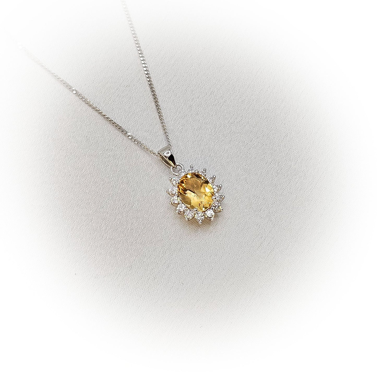 Silver Necklace N107 (Natural Citrine)