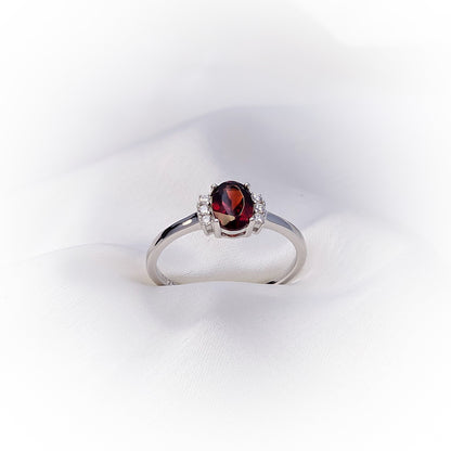 Silver Ring R058 (Natural Garnet)